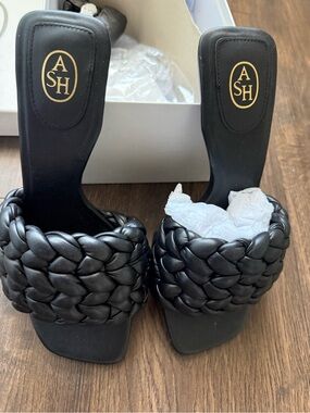 ASH Black Braided Slide Heels
